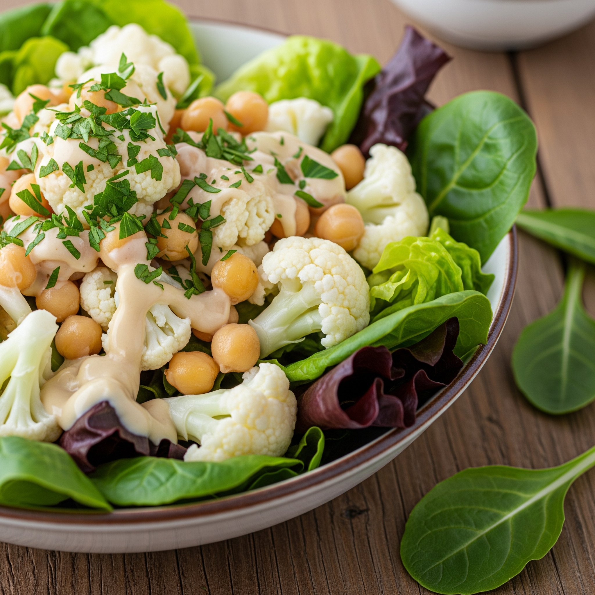Roasted Cauliflower & Chickpea Salad with Tahini Dressing